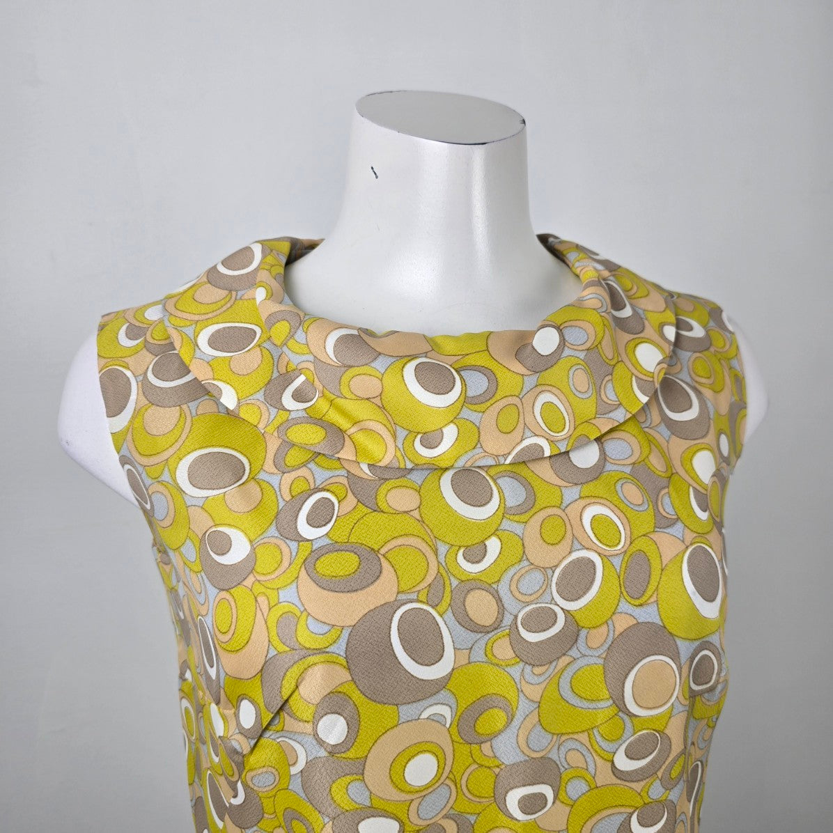 Vintage Yellow Bubble Print Midi Dress Size M