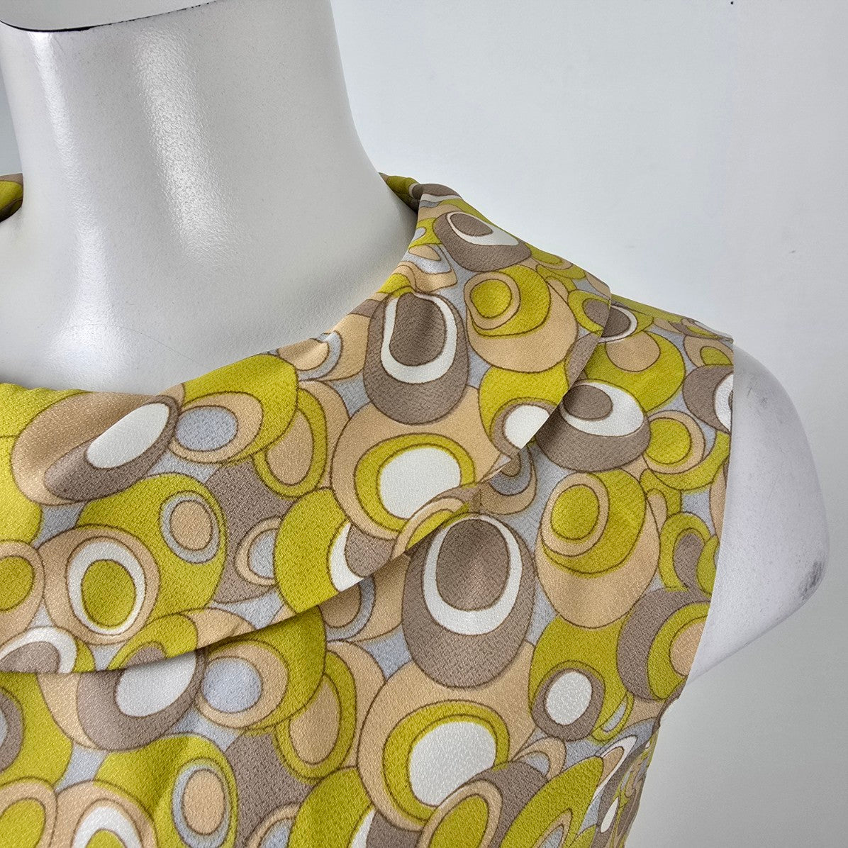 Vintage Yellow Bubble Print Midi Dress Size M