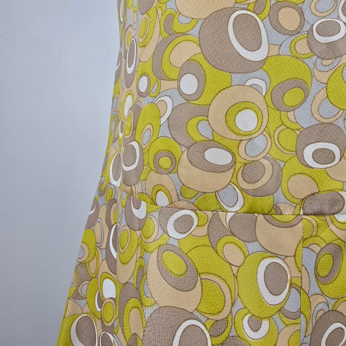 Vintage Yellow Bubble Print Midi Dress Size M