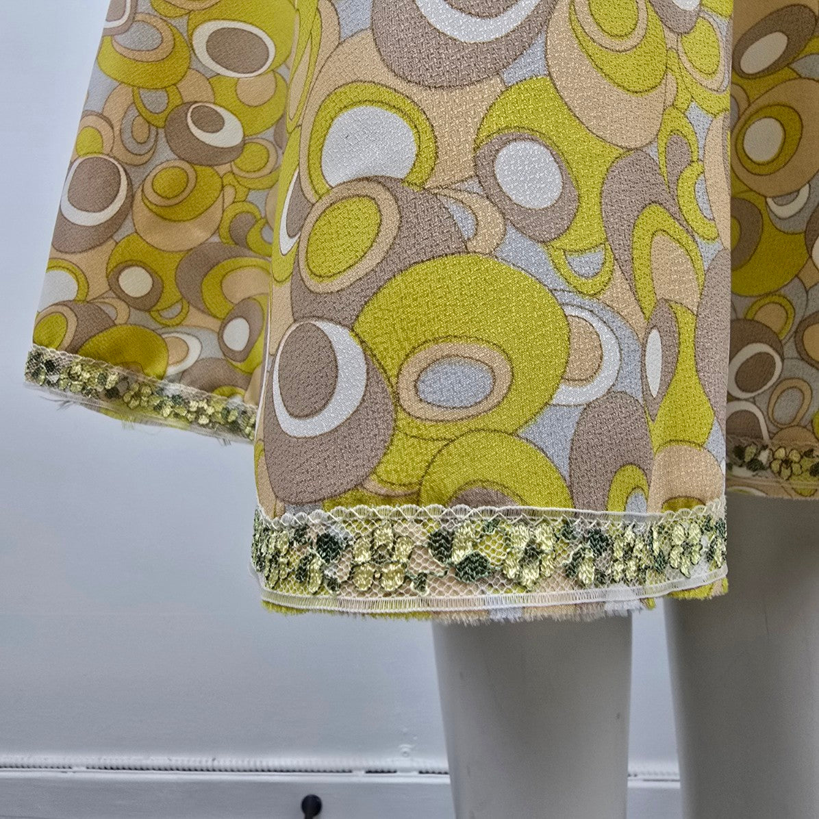 Vintage Yellow Bubble Print Midi Dress Size M
