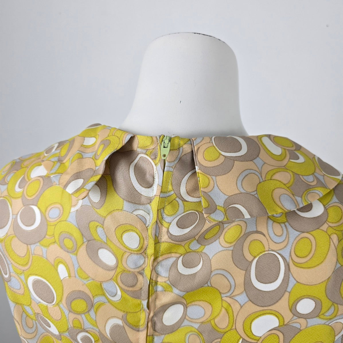 Vintage Yellow Bubble Print Midi Dress Size M