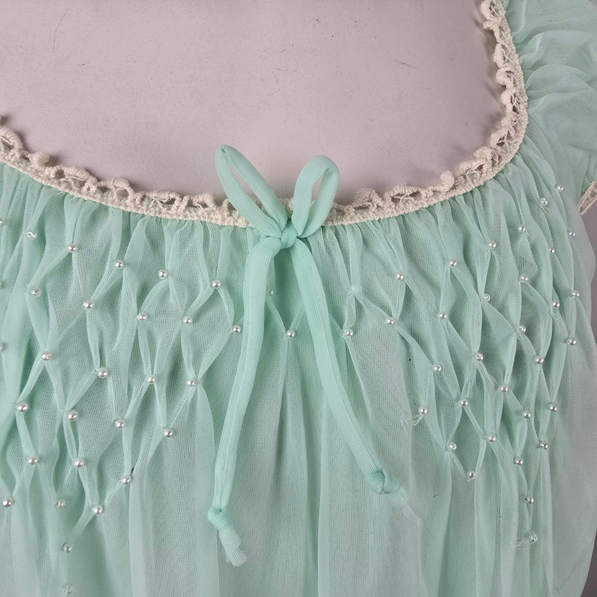 Vintage Blue Lingerie Night Gown Dress Size M