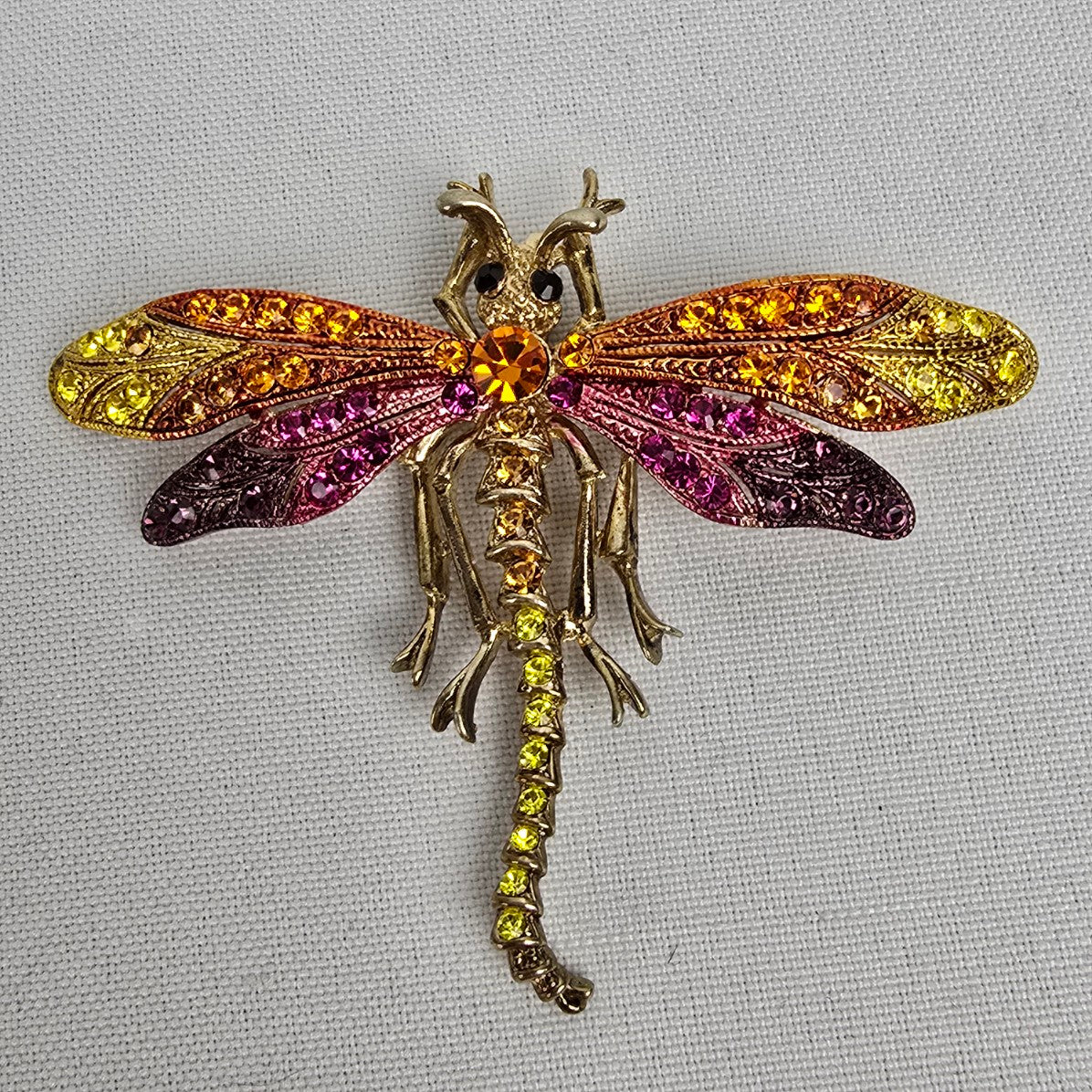 Gold Purple & Orange Fire Fly Brooch