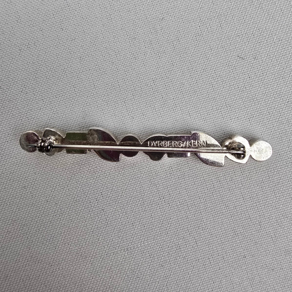 Dyrberg Kern Silver Faceted Stone Bar Brooch