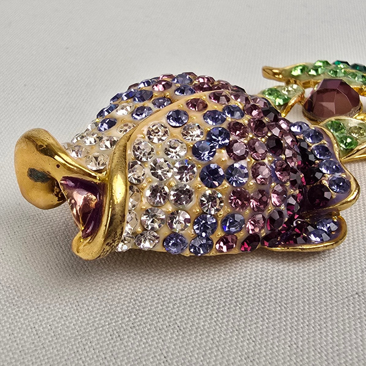 Purple Oversize Crystal Rhinestone Rose Flower Brooch