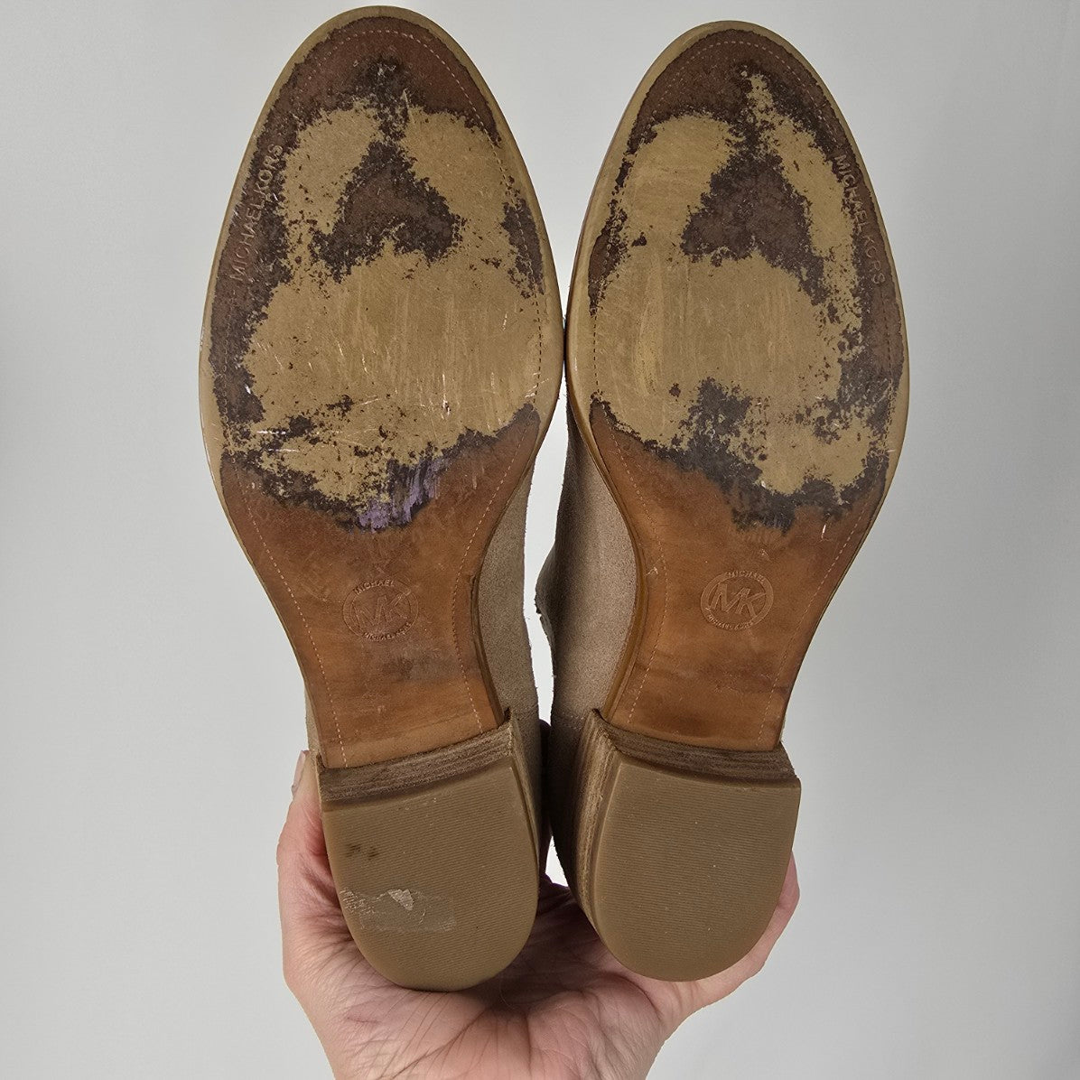 Michael Kors Nude Suede Ankle Booties Size 8.5