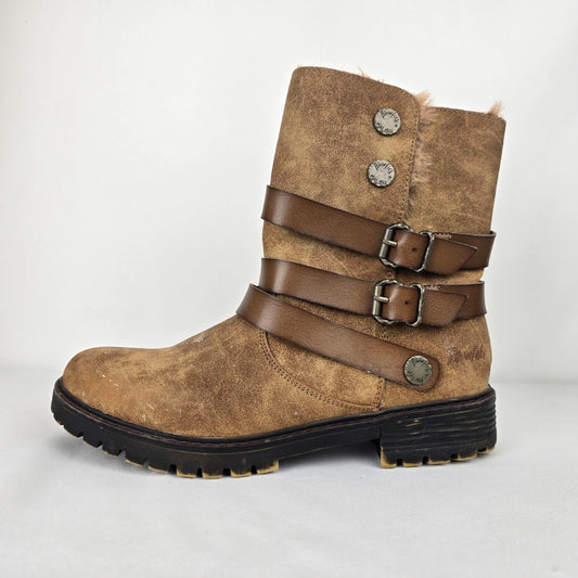 Blowfish Brown Fur Lined Ankle Boots Size 9.5