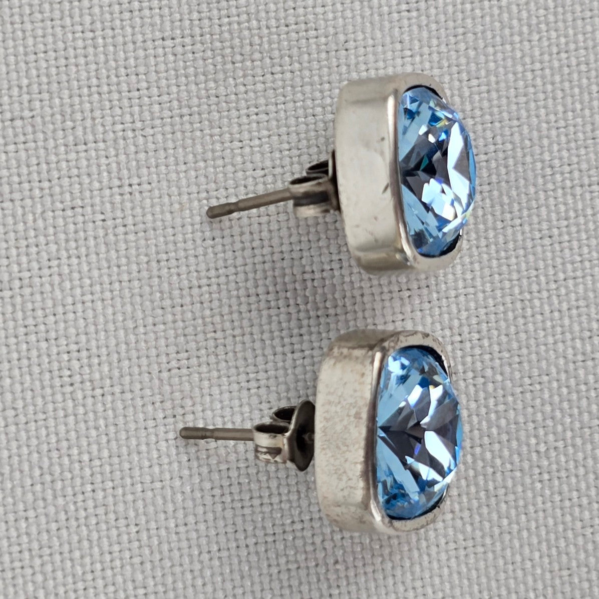Dyrberg Kern Blue Faceted Stone Square Stud Earrings