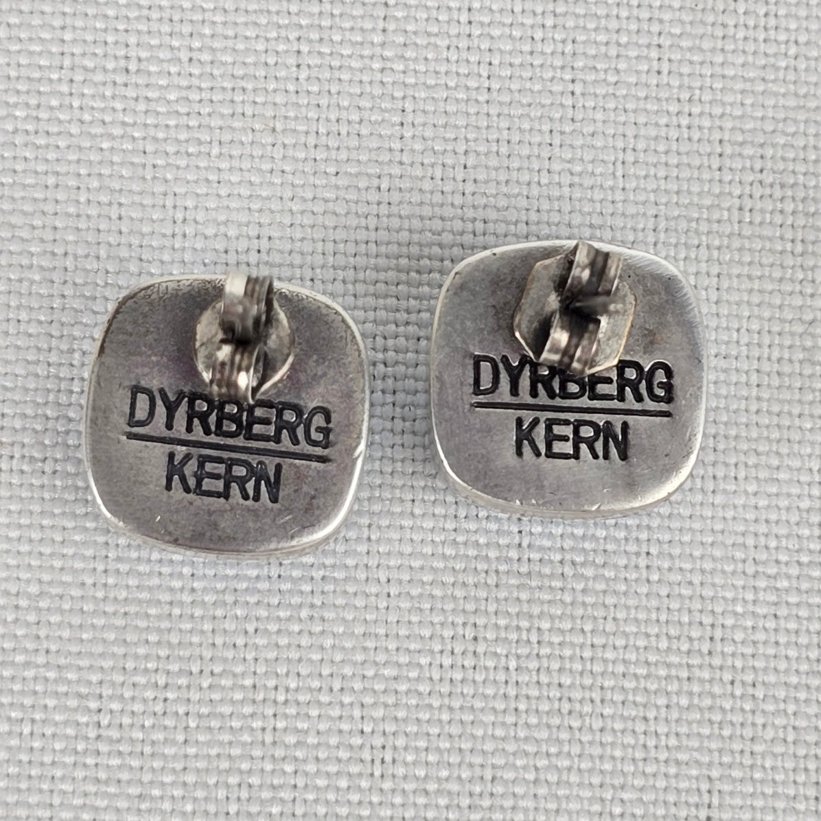 Dyrberg Kern Blue Faceted Stone Square Stud Earrings