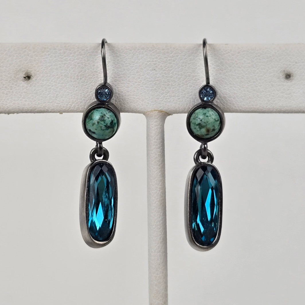 Dyrberg Kern Faux Turquoise Crystal Drop Earrings