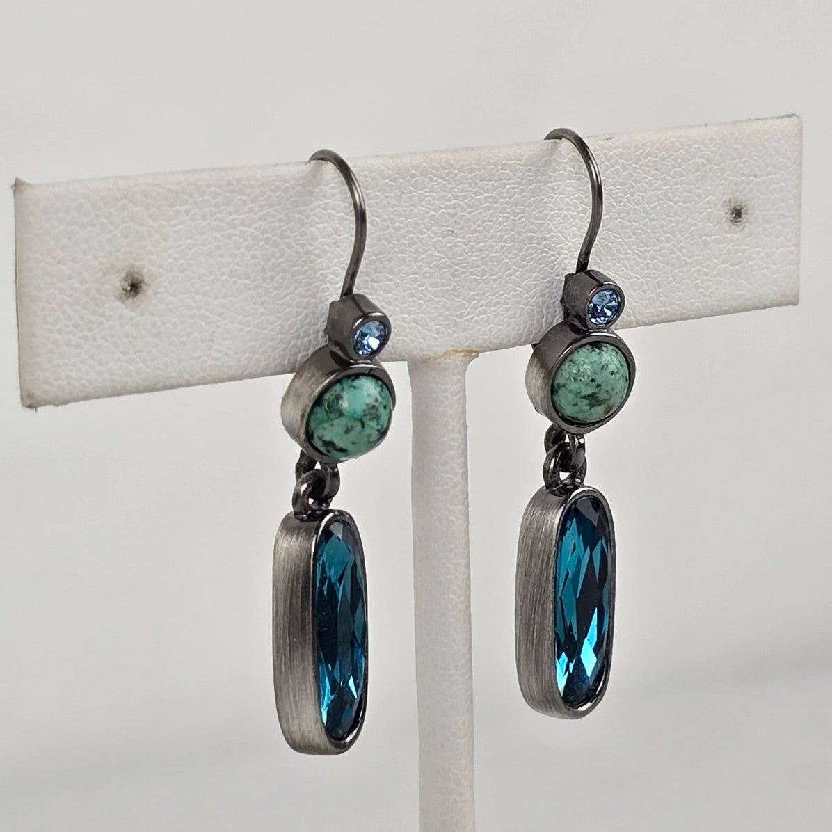 Dyrberg Kern Faux Turquoise Crystal Drop Earrings