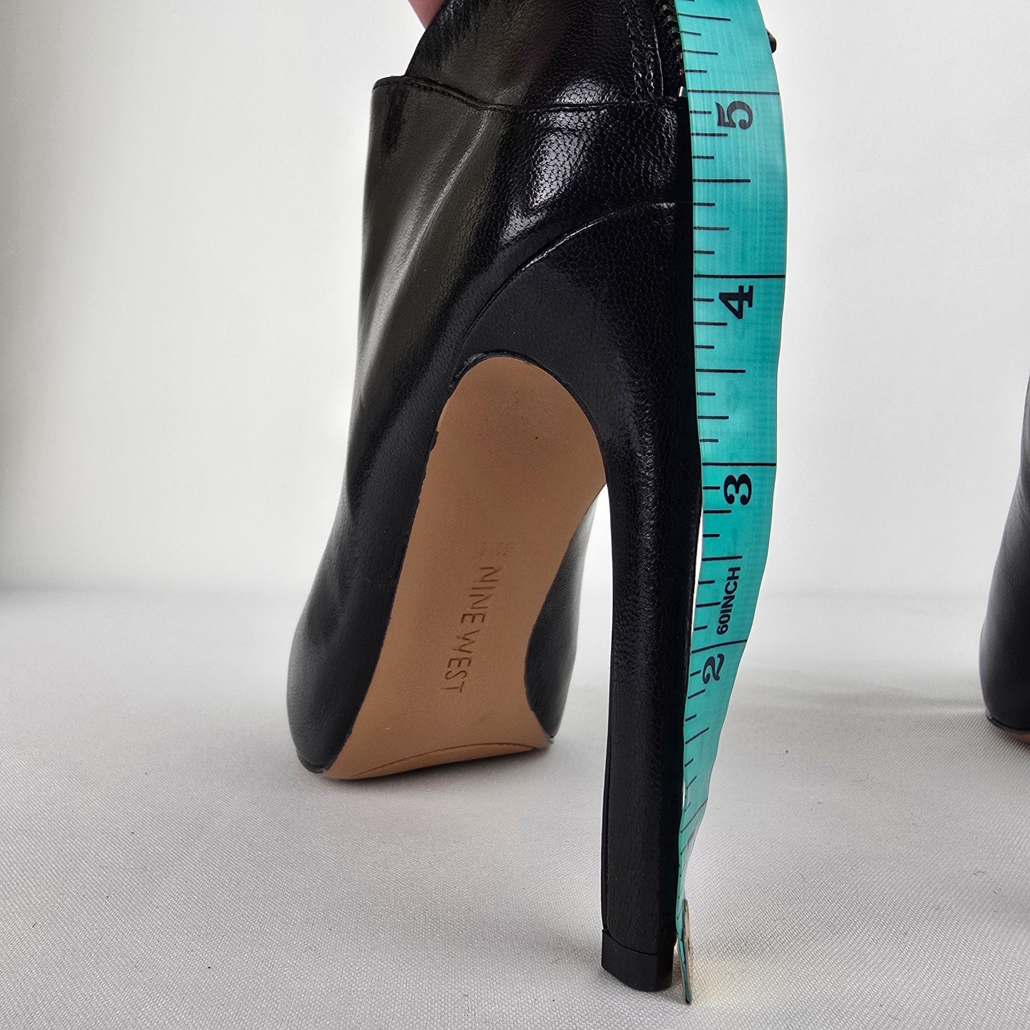 Nine West Black Leather Heeled Booties Size 5.5