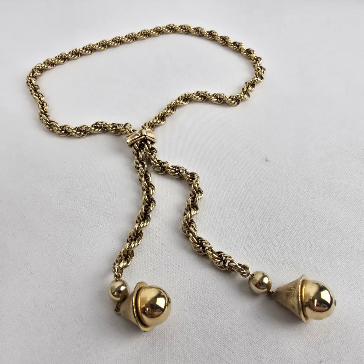 Vintage Gold Tone Twisted Lariat Chain Necklace