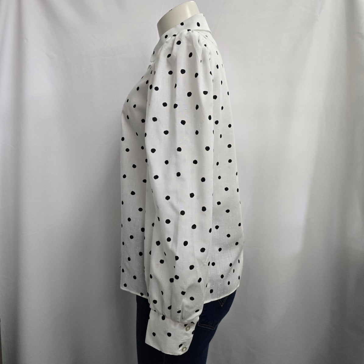 Vintage Shirtsville White Puff Sleeve Button Up Collared Blouse Size M/L