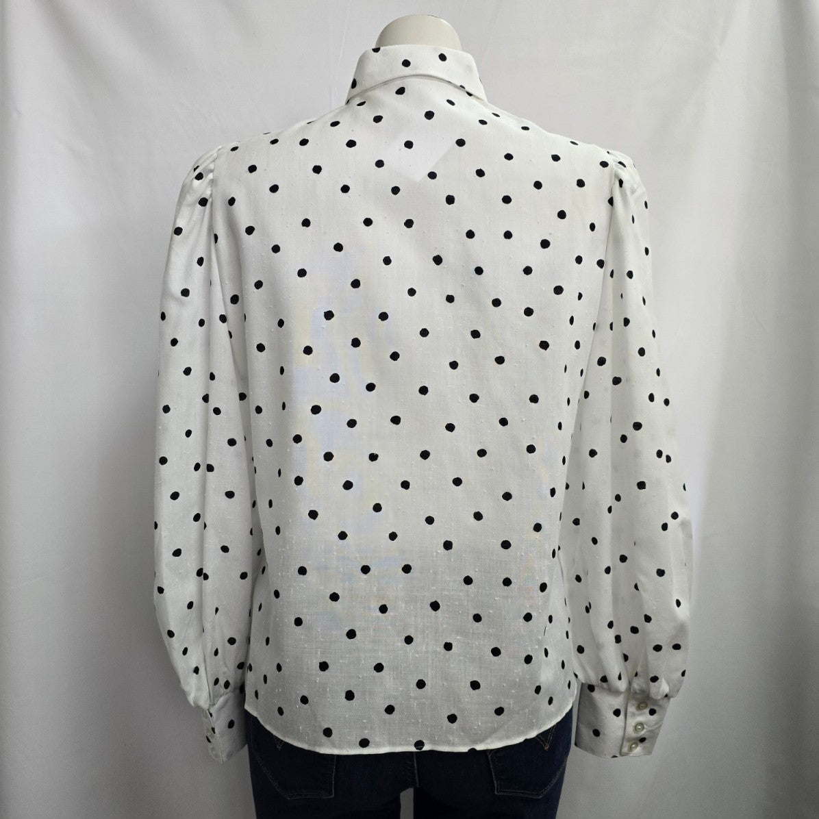 Vintage Shirtsville White Puff Sleeve Button Up Collared Blouse Size M/L