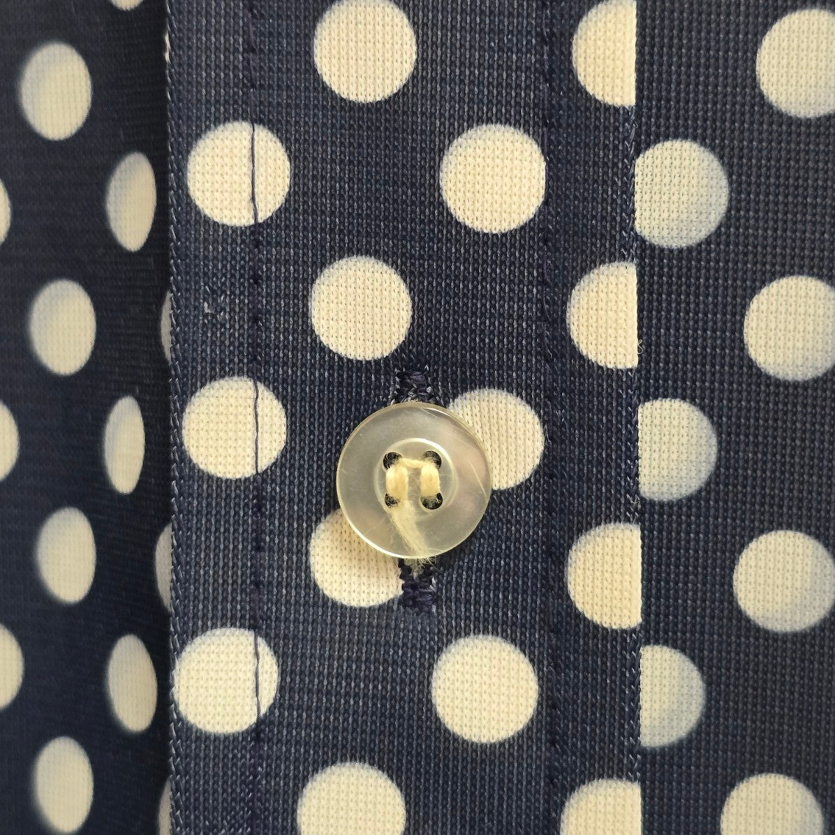 Vintage Elite Navy Blue Polka Dot Button Up Collared Blouse Size XL