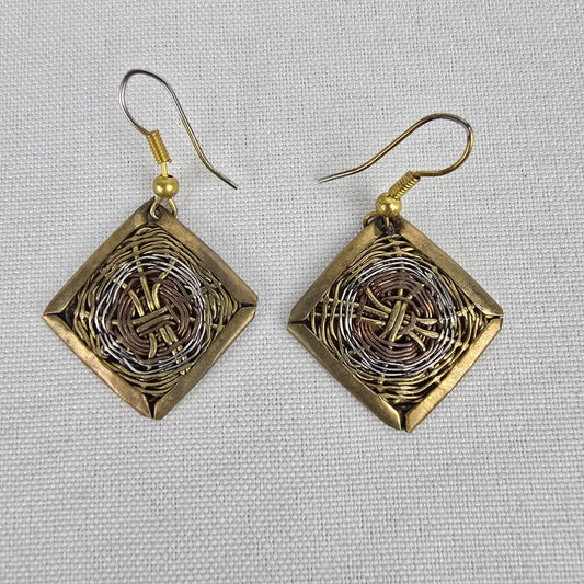 Bronze Bird Nest Drop Earrings
