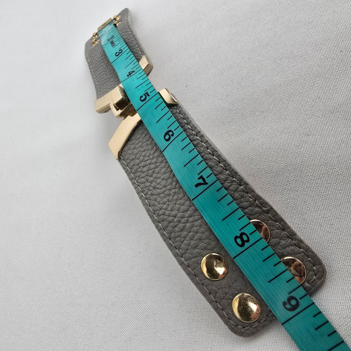 Gold Tone Grey Vegan Leather Snap Bracelet