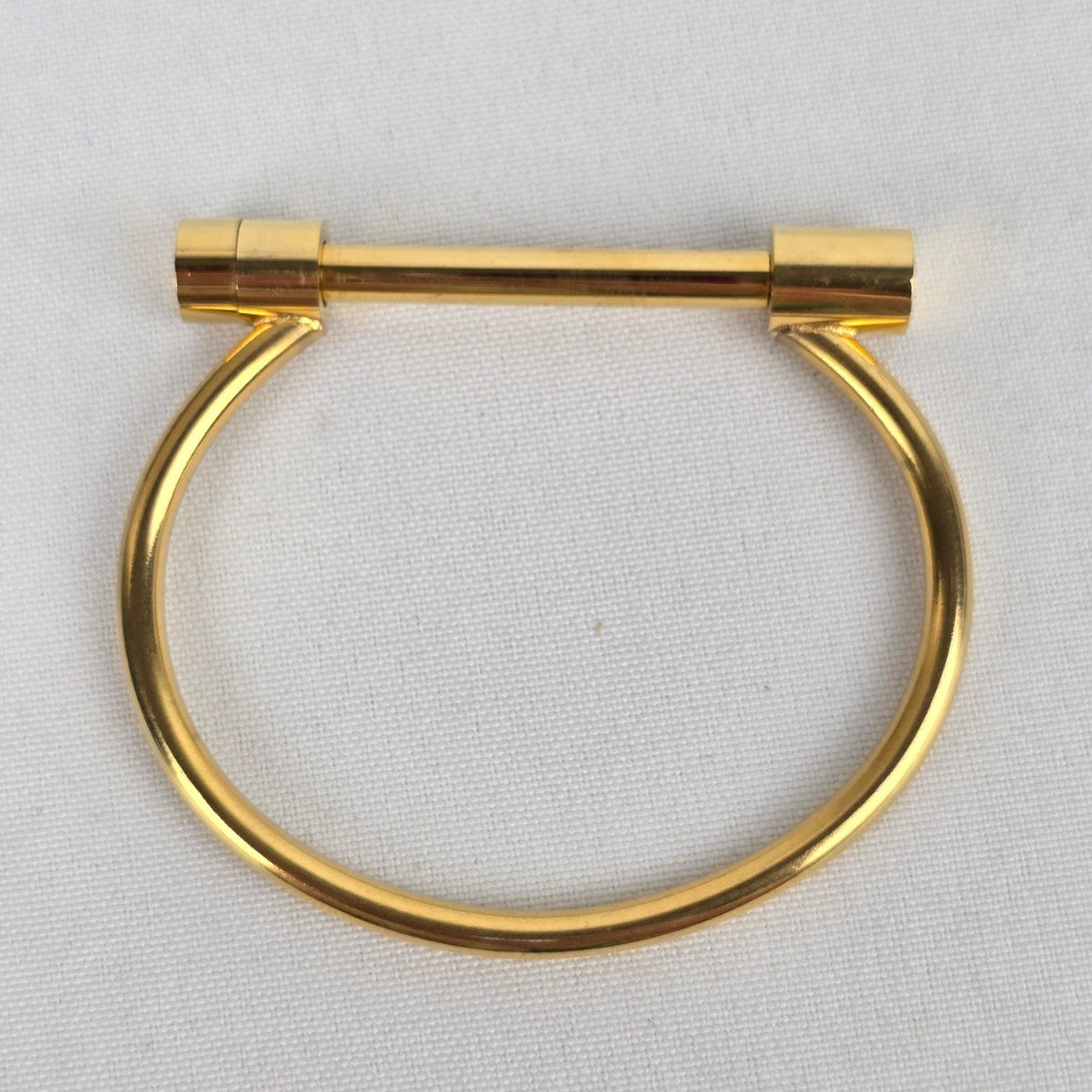Gold Tone D Shape Screw Bangle Bracelet