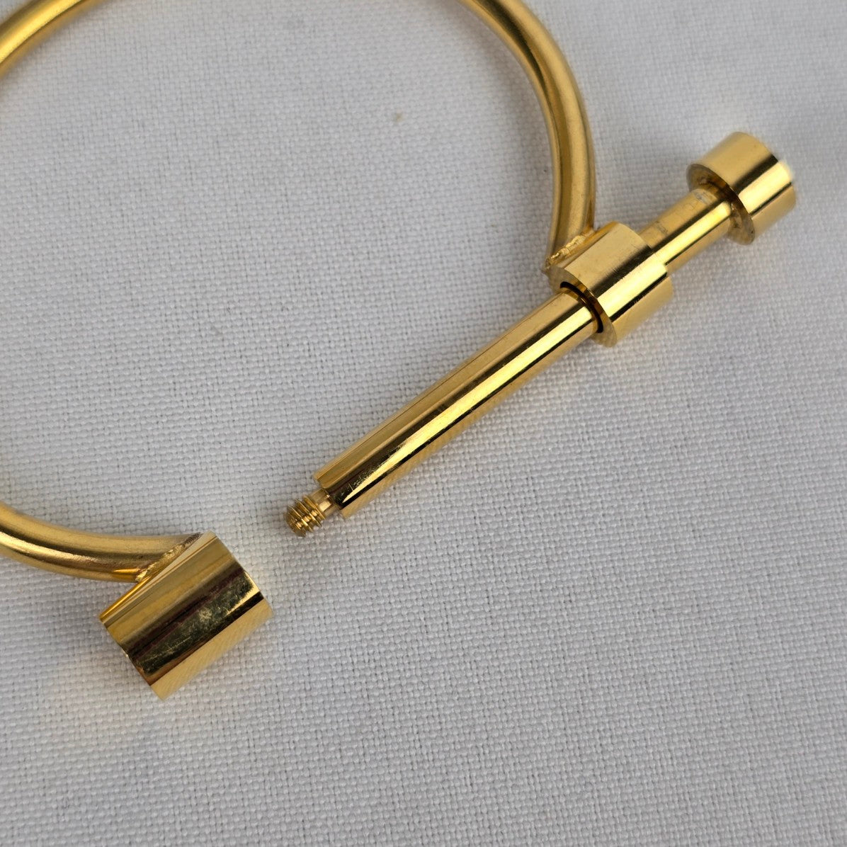 Gold Tone D Shape Screw Bangle Bracelet