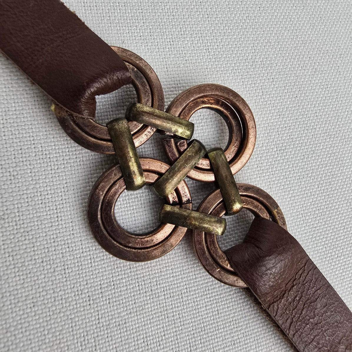 Brown Leather & Copper Toggle Bracelet