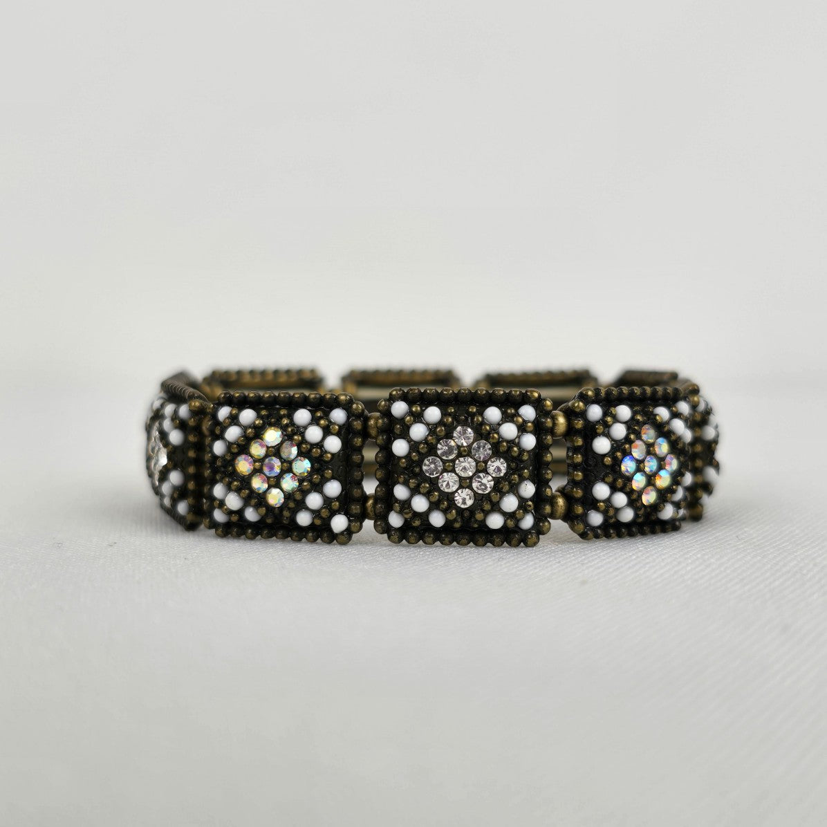Bronze Rhinestone Stretch Bracelet