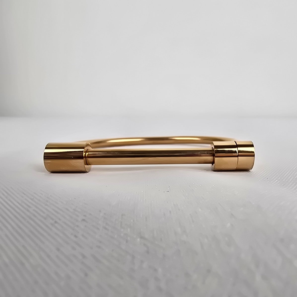 Gold Tone D Shape Screw Bangle Bracelet