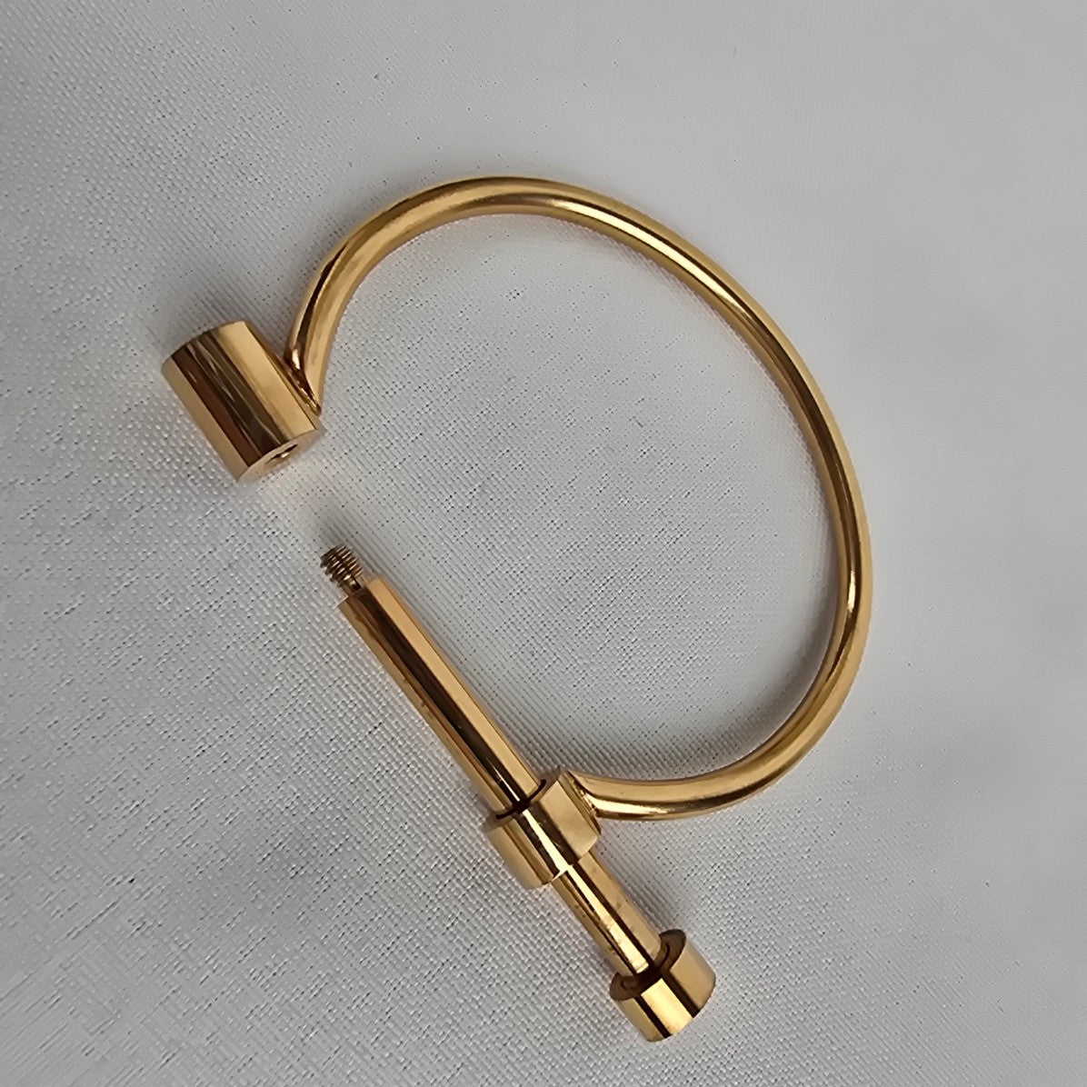 Gold Tone D Shape Screw Bangle Bracelet