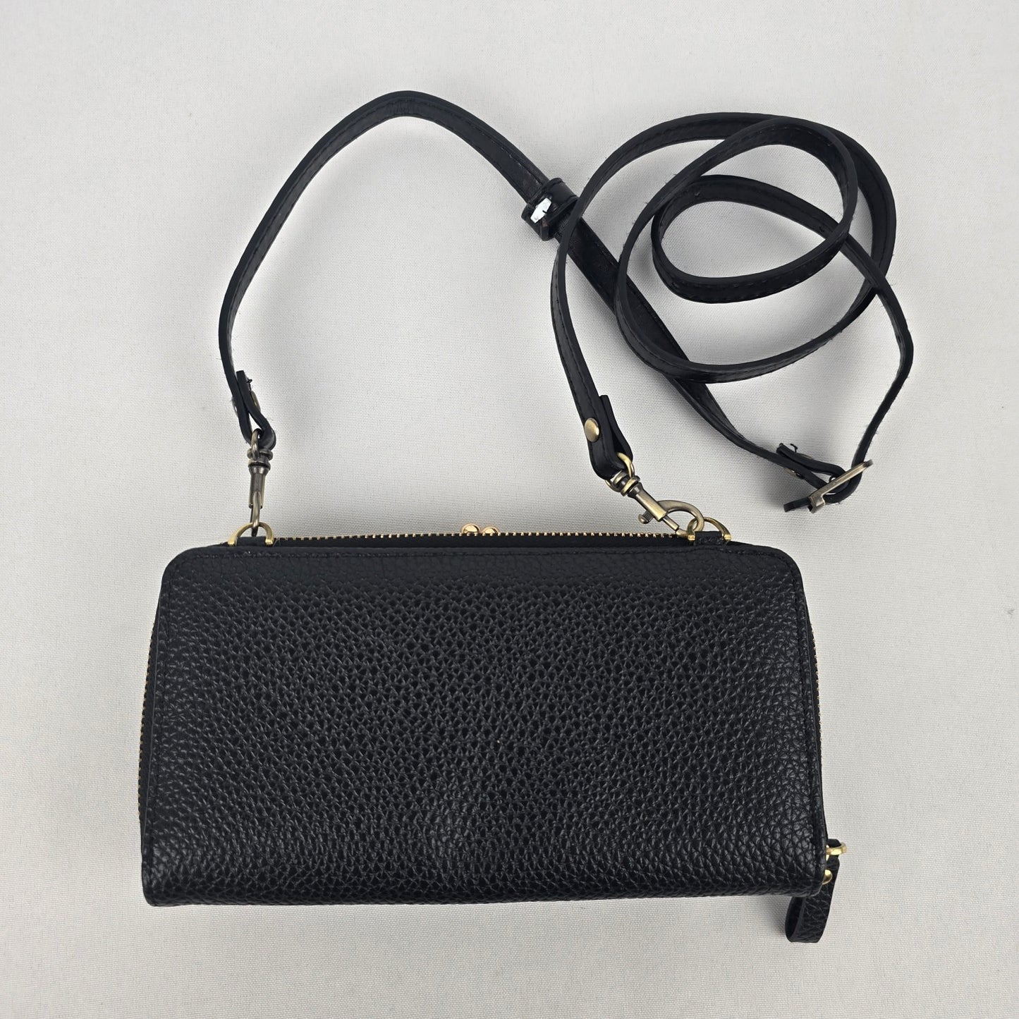Carr Ken Black Vegan Leather Wallet Crossbody Purse