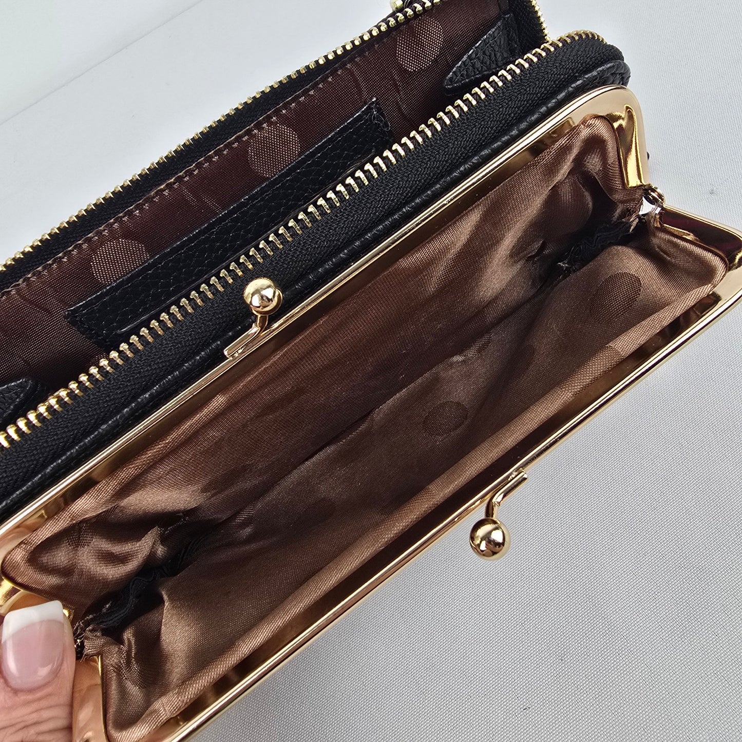 Carr Ken Black Vegan Leather Wallet Crossbody Purse