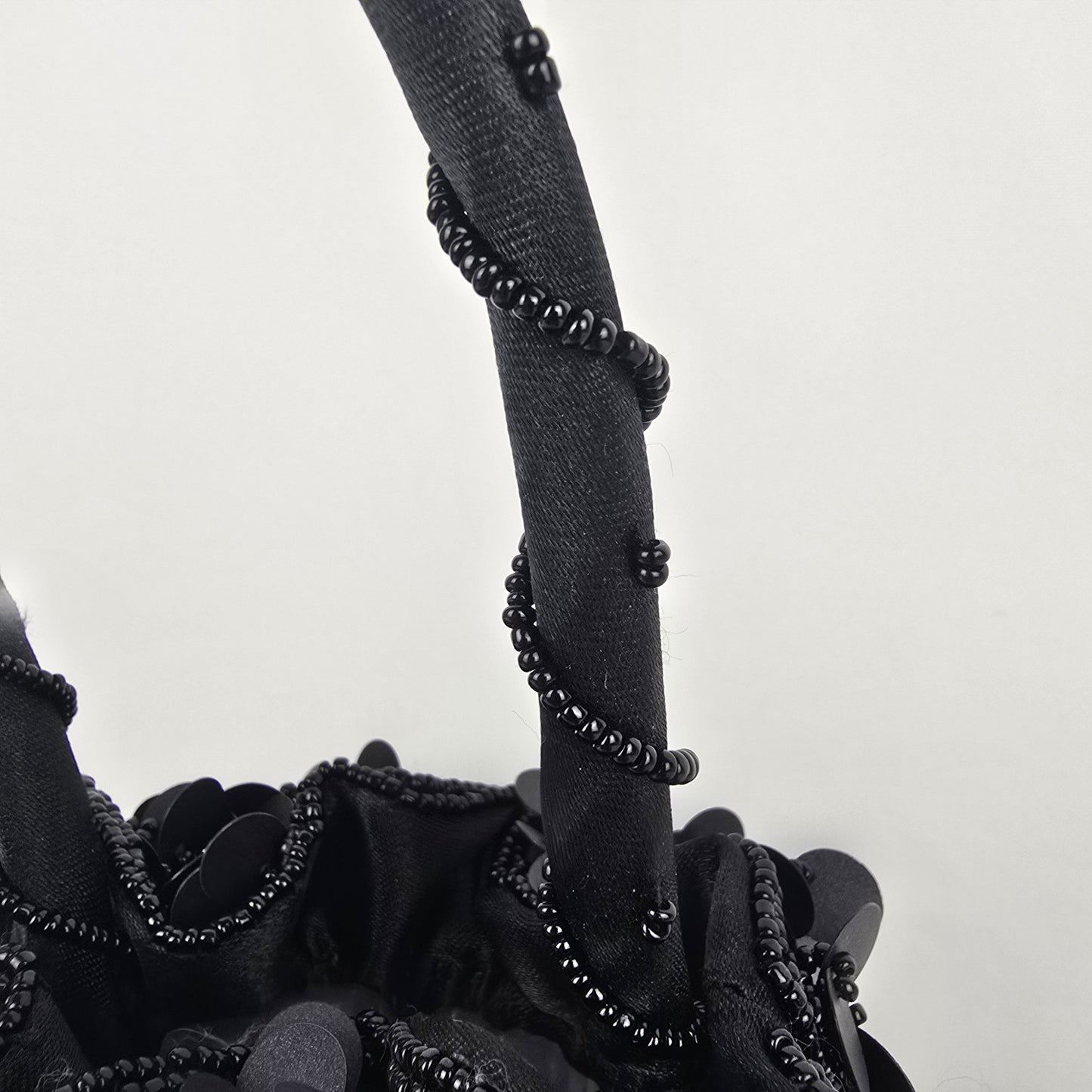 Black Beaded Sequined Event Pouch Clutch