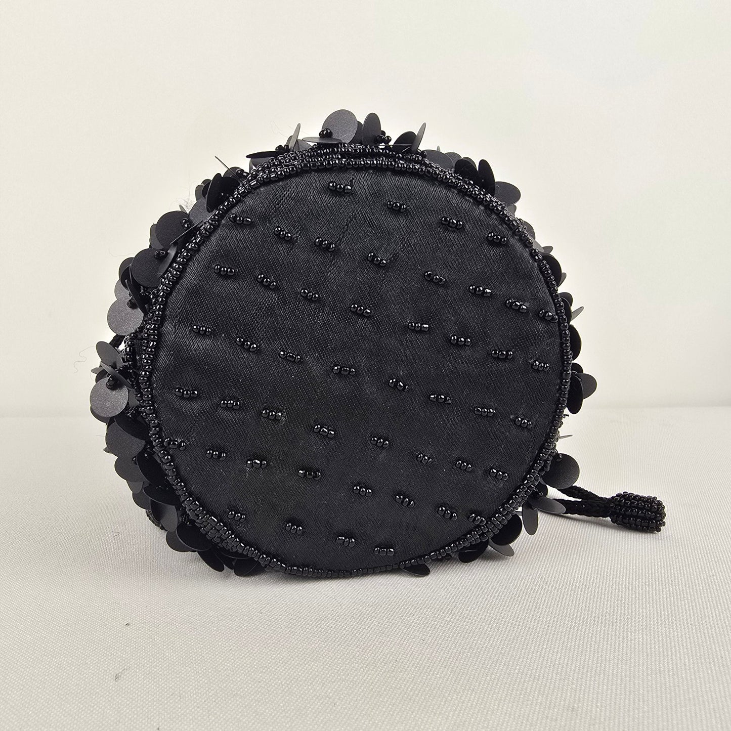 Black Beaded Sequined Event Pouch Clutch