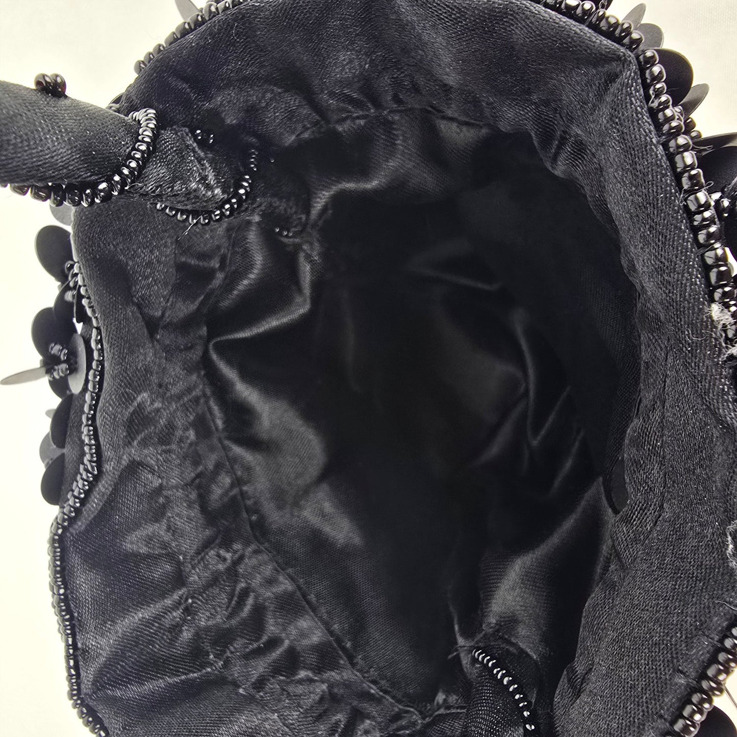 Black Beaded Sequined Event Pouch Clutch