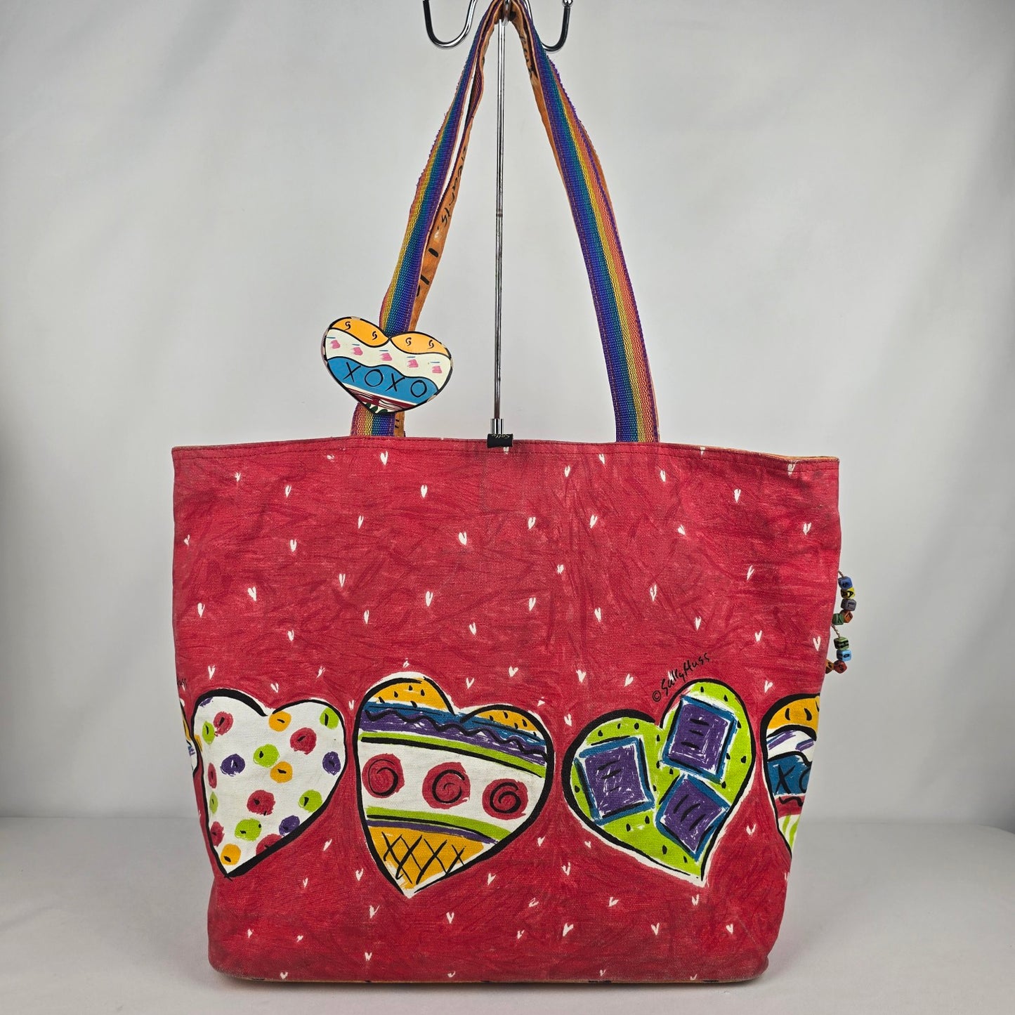 A Rainbow for Life Sally Huss Heart Print Tote Overnight Bag
