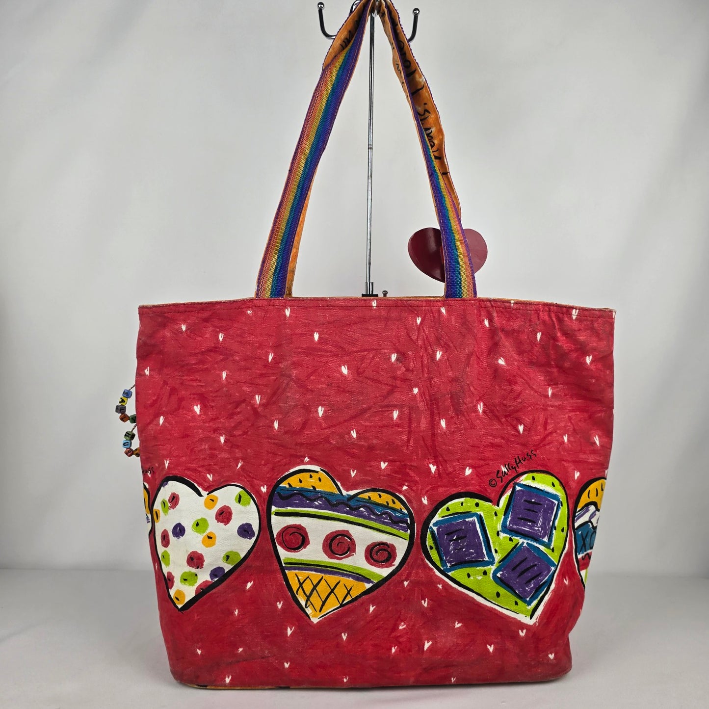A Rainbow for Life Sally Huss Heart Print Tote Overnight Bag