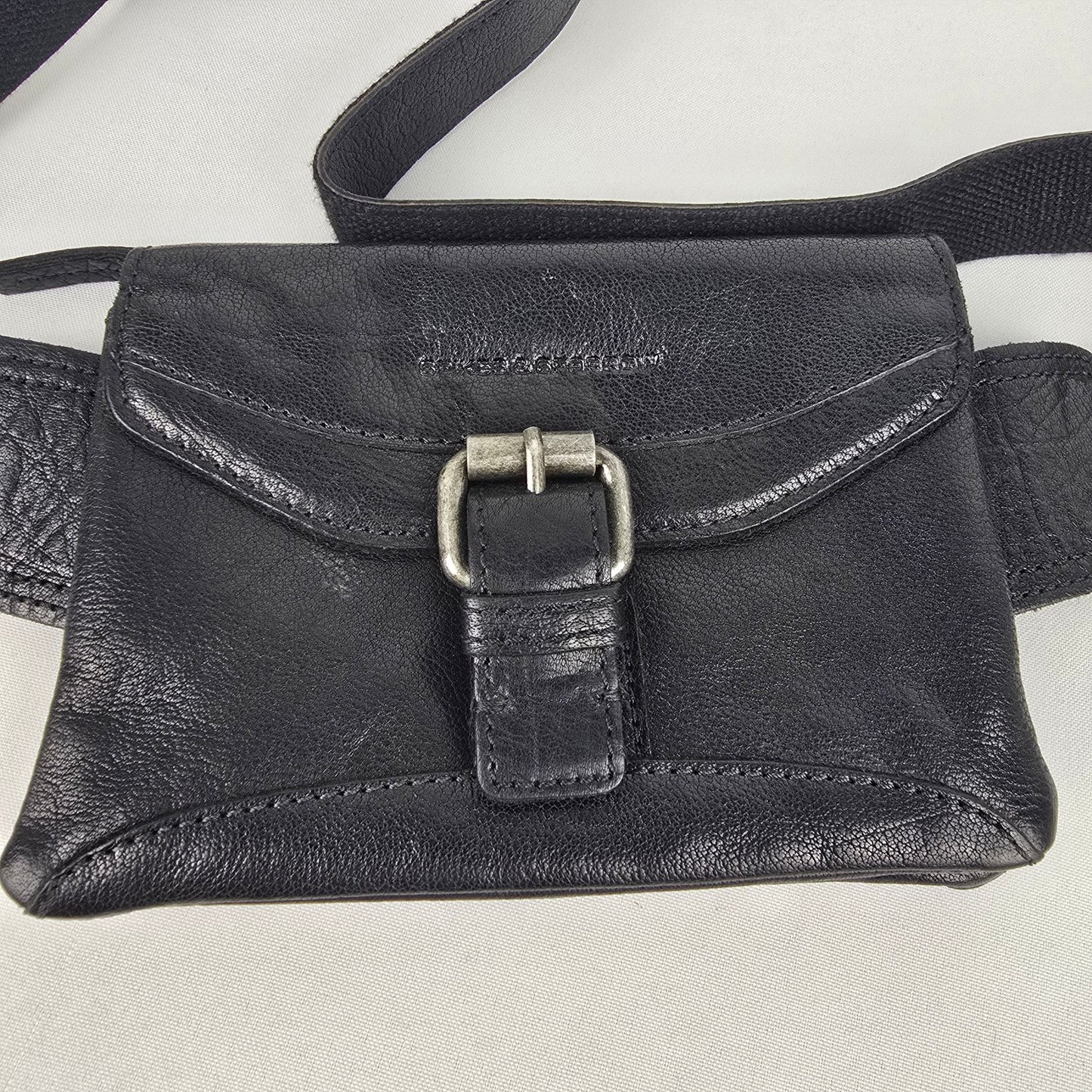 Spikes & Sparrow Black Leather Belt Bag