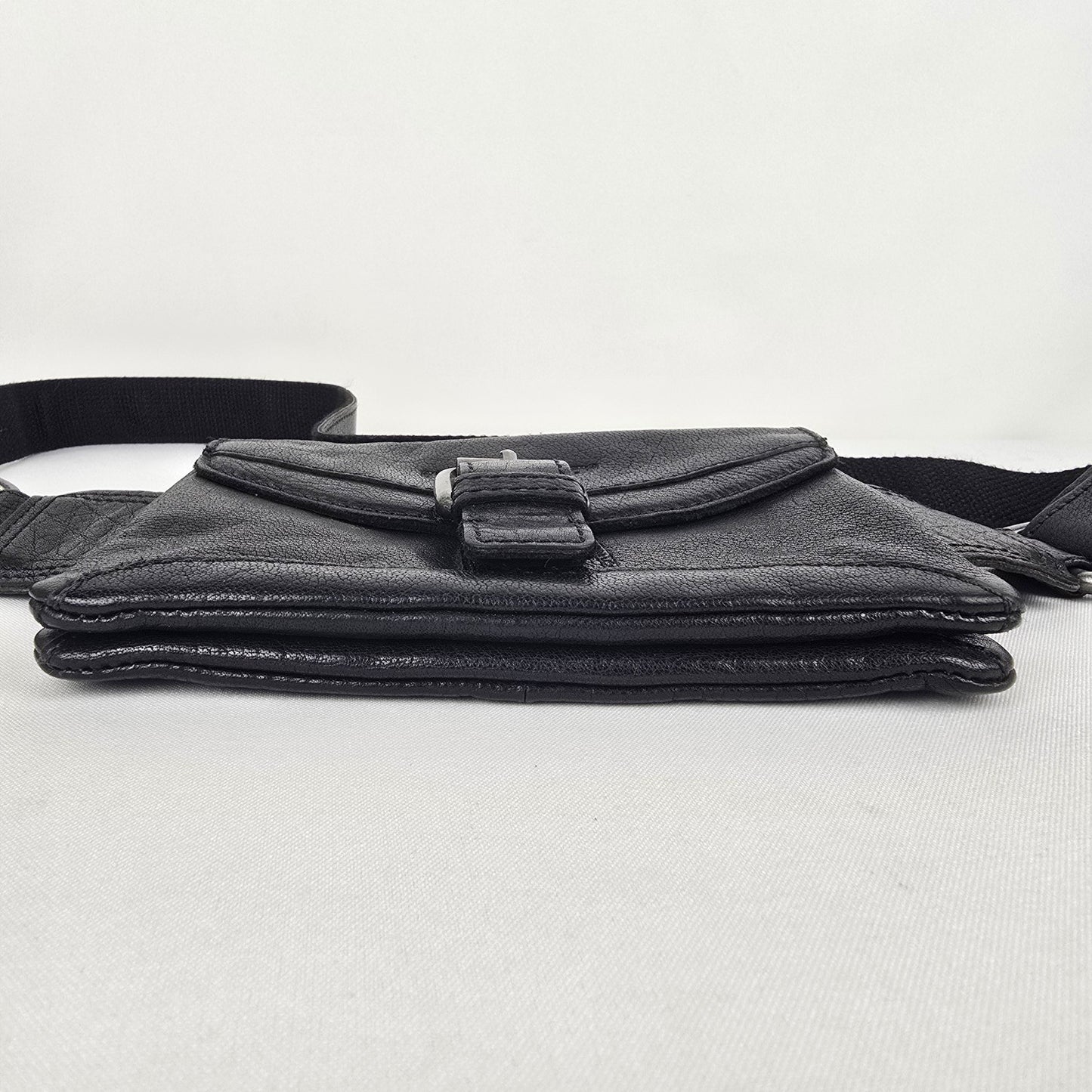 Spikes & Sparrow Black Leather Belt Bag