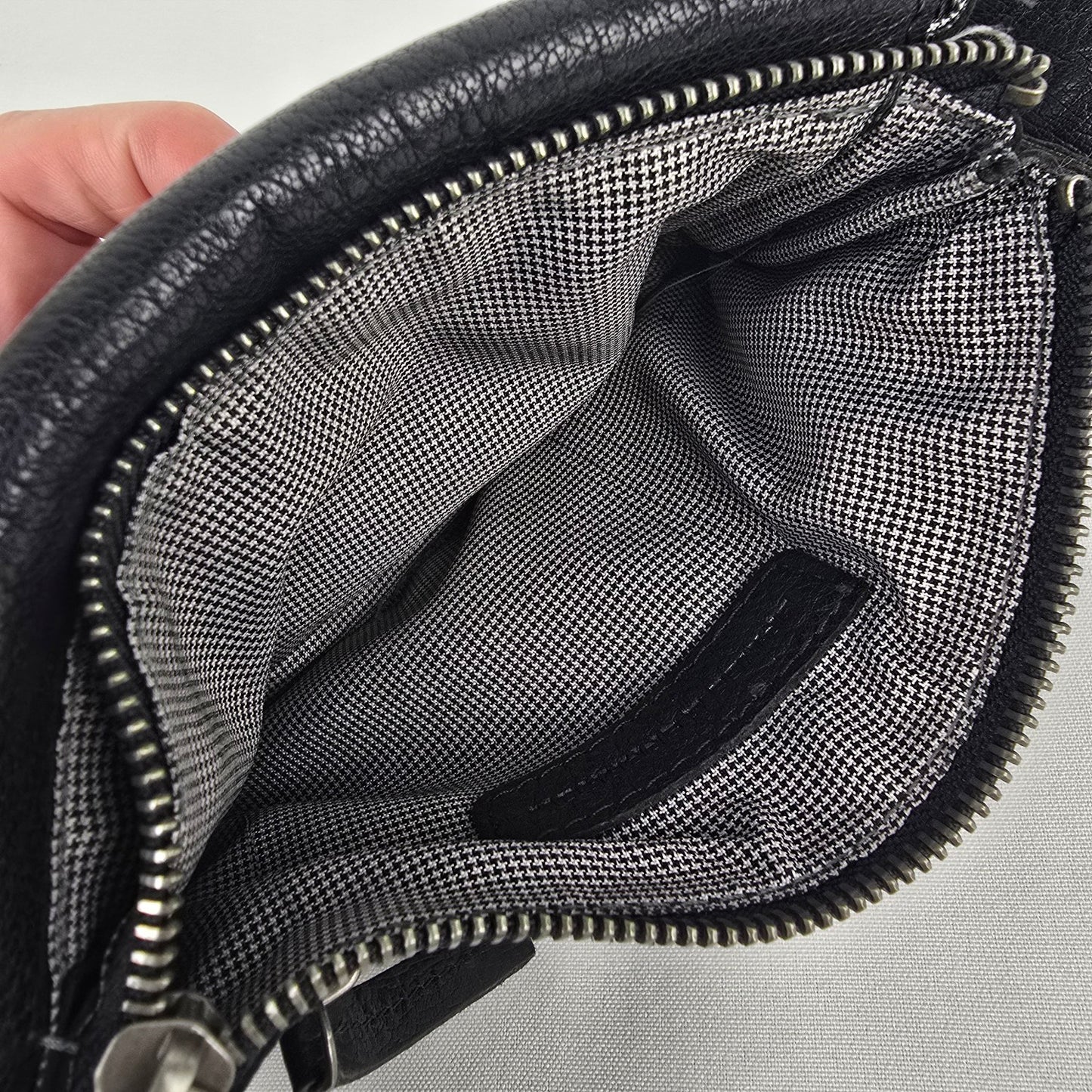 Spikes & Sparrow Black Leather Belt Bag