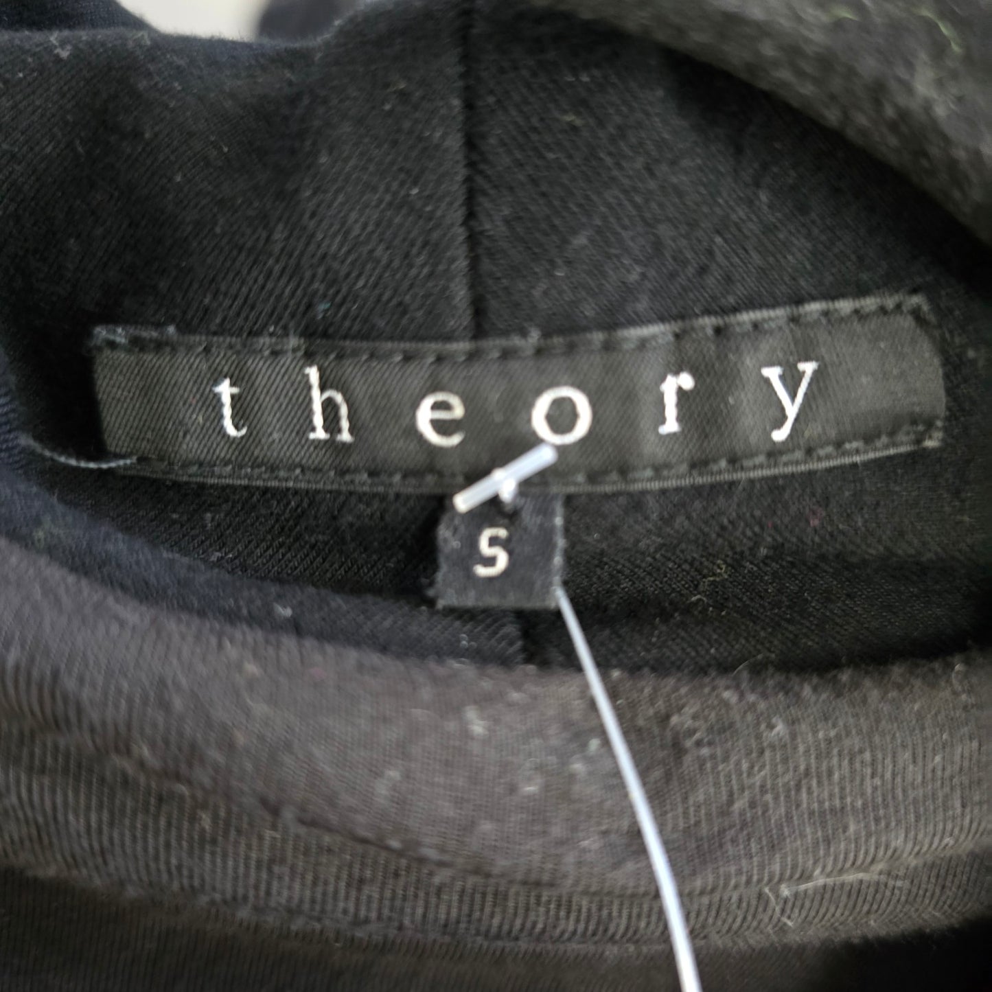 Theory Black Leather Sleeves Cardigan Jacket Size S