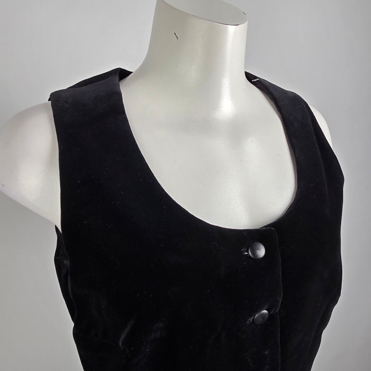 Vintage Black Velvet Button Up Vest Size S/M