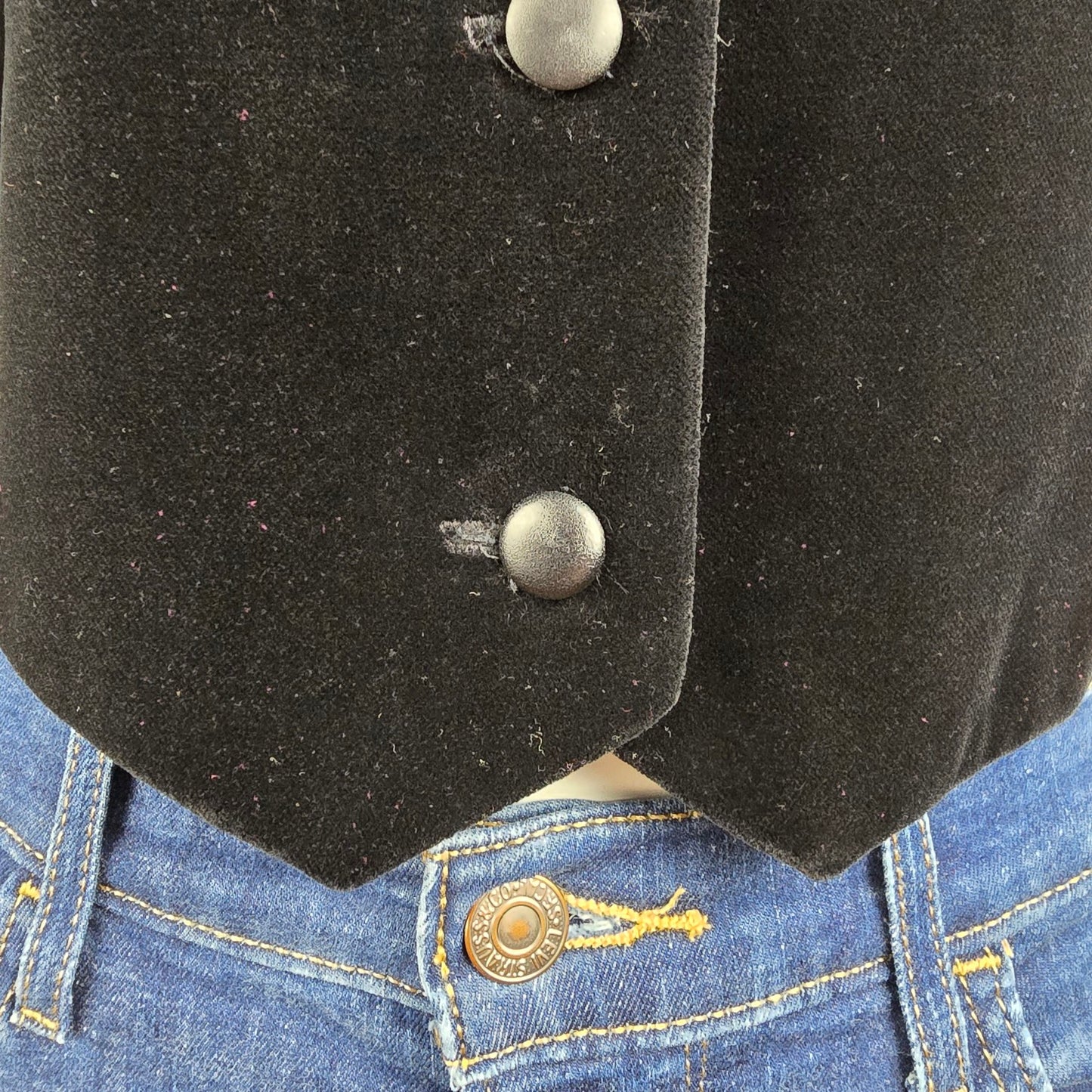 Vintage Black Velvet Button Up Vest Size S/M