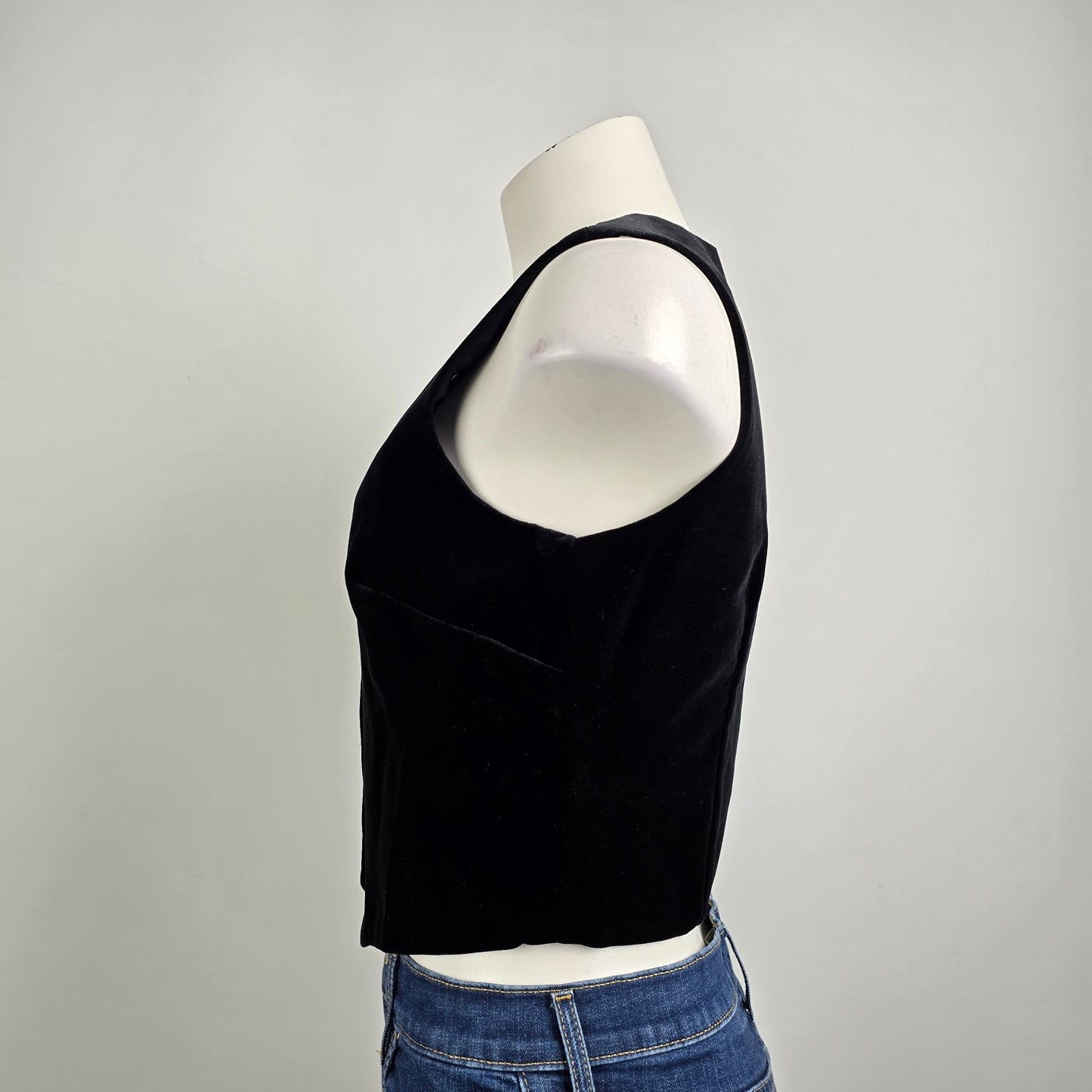 Vintage Black Velvet Button Up Vest Size S/M