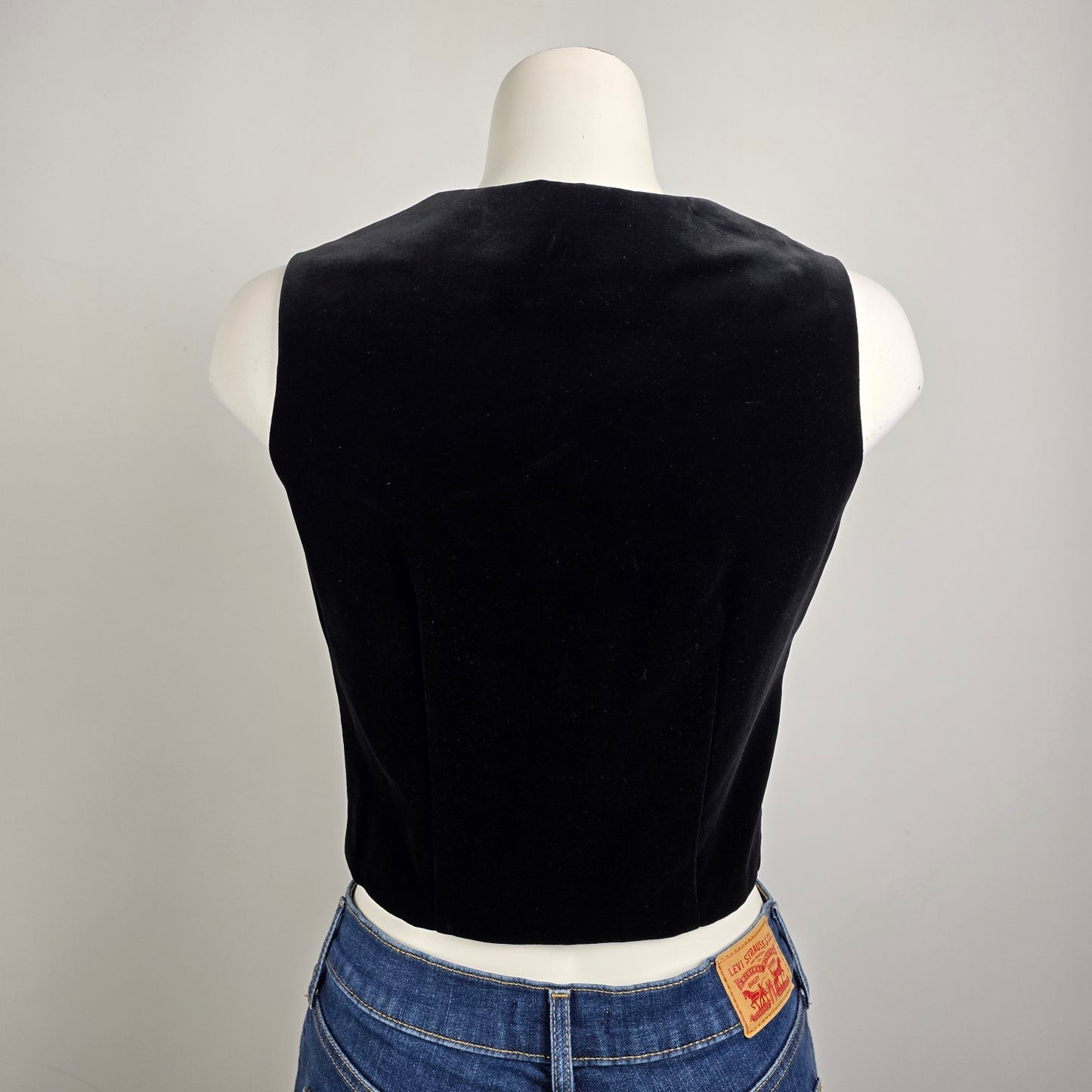 Vintage Black Velvet Button Up Vest Size S/M