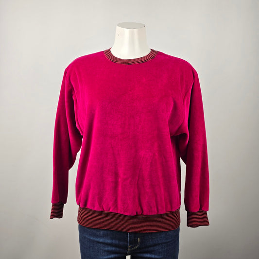 Vintage Kate Sport Pink Velour Long Sleeve Top Size M/L