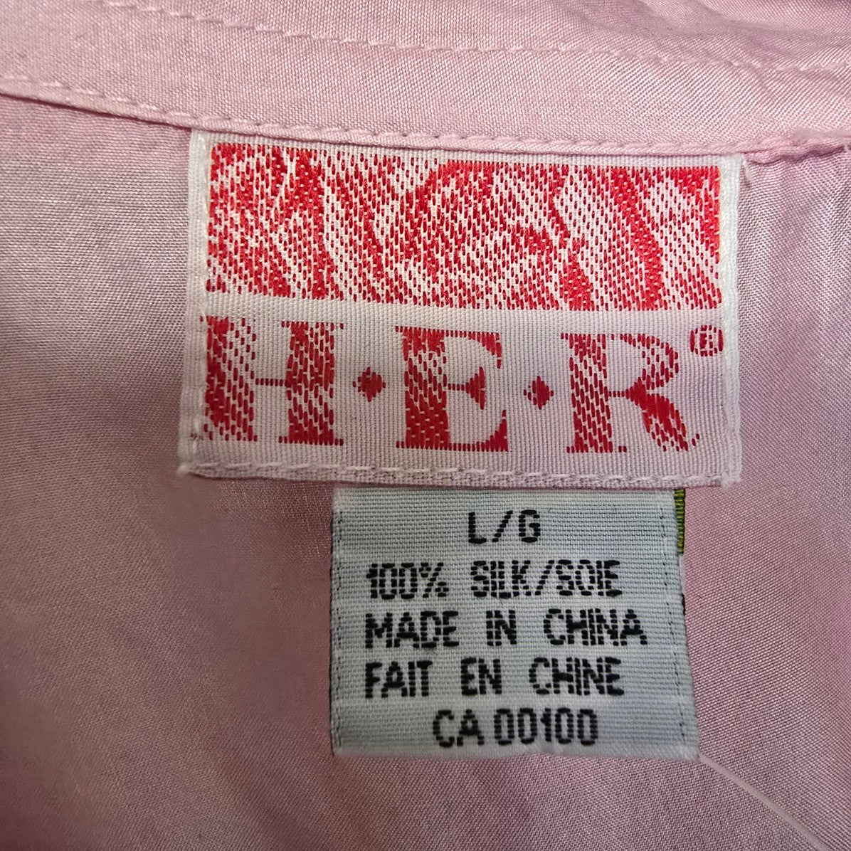 Vintage Her Pink Silk Button Up Blouse Size L