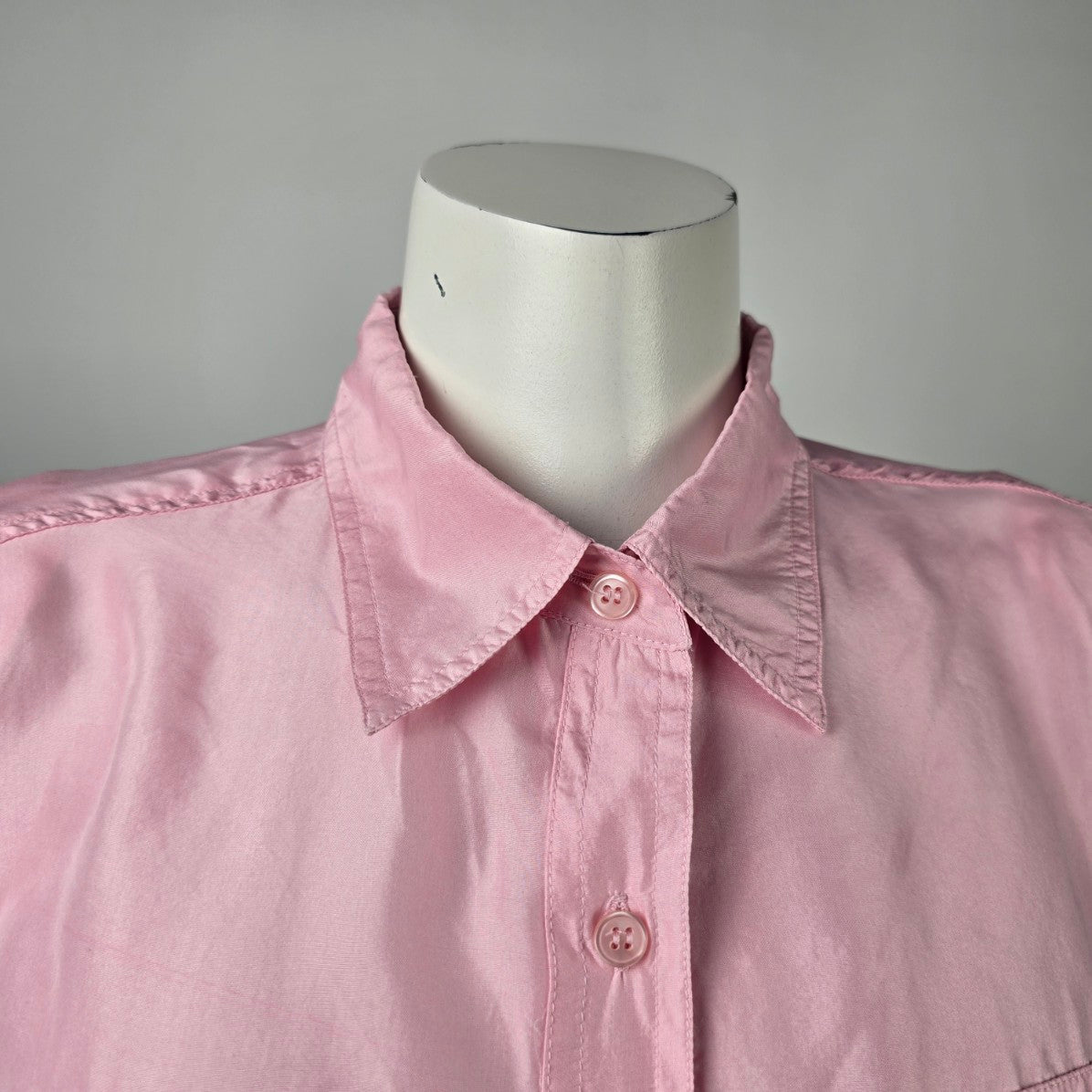 Vintage Her Pink Silk Button Up Blouse Size L