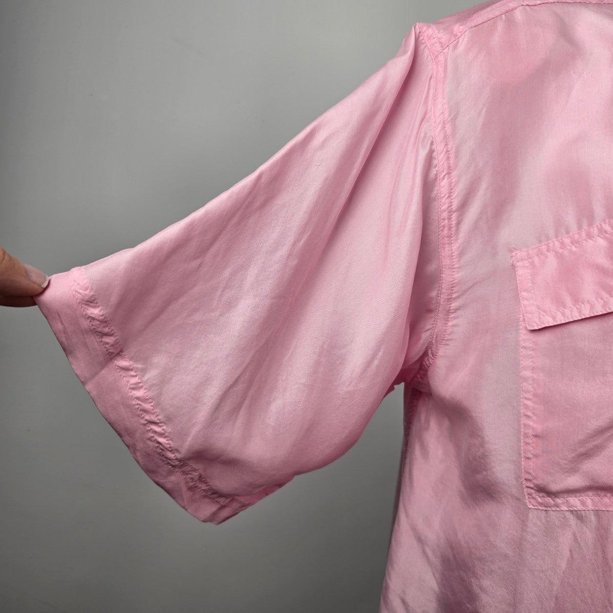 Vintage Her Pink Silk Button Up Blouse Size L