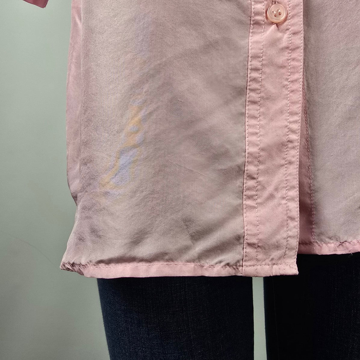 Vintage Her Pink Silk Button Up Blouse Size L