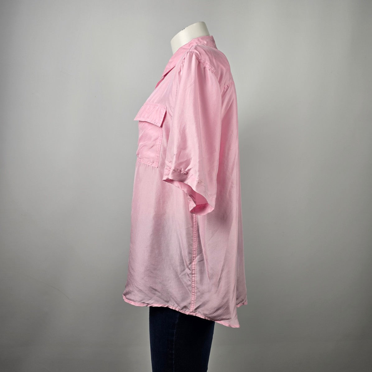 Vintage Her Pink Silk Button Up Blouse Size L