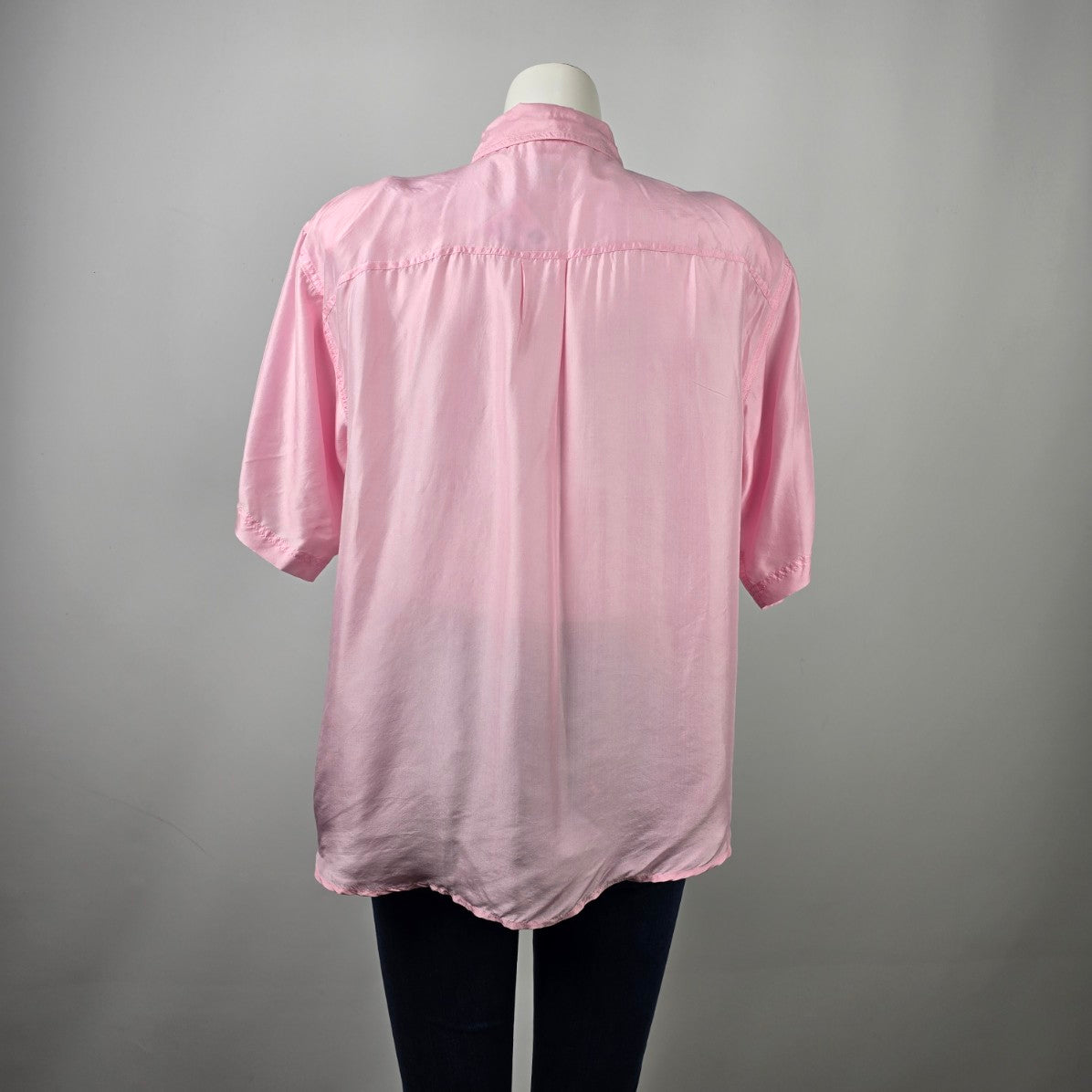 Vintage Her Pink Silk Button Up Blouse Size L